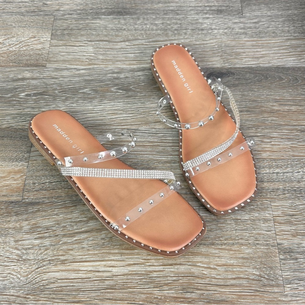 Madden Girl | Steve Madden “Hoppy” clear slip on sandals 7